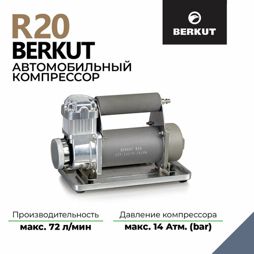 Автомобильный компрессор BERKUT R20 72 л/мин  14 атм серый фото, описание