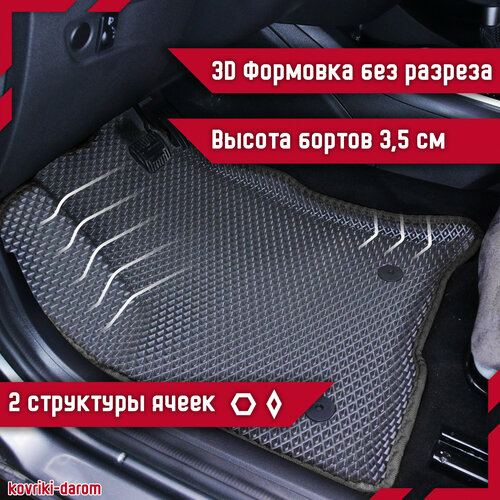 Коврики EVA 3D с бортами Skoda Rapid II с 2019 по 2023 года автомобильные ЕВА автоковрики ЭВА в салон автомобиля ЭВО фото, описание