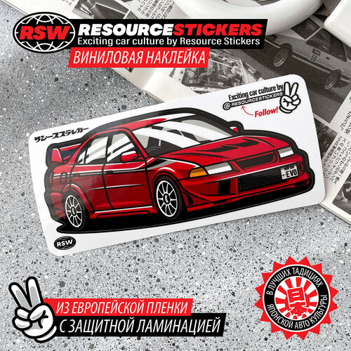 Наклейка на авто Mitsubishi Lancer Evolution 6 красный / Resource Stickers фото, описание