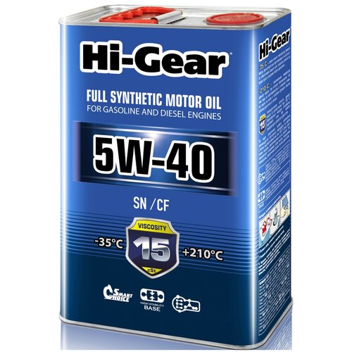 Моторное масло Hi-Gear MOTOR OIL SAE API SN/CF 5W-40 Синтетическое 4 л фото, описание