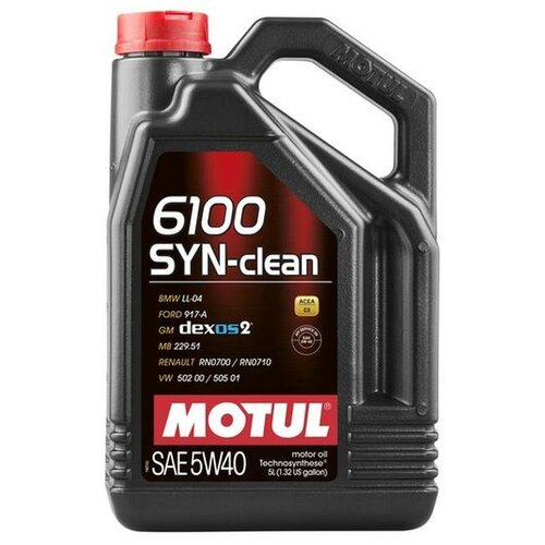 Синтетическое моторное масло Motul 6100 SYN-clean 5W40, 5 л, 1 шт. фото, описание