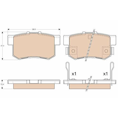 Колодки тормозные дисковые задние для Хонда Аккорд 7 2003-2008 год выпуска (Honda Accord 7) TRW GDB3175 фото, описание