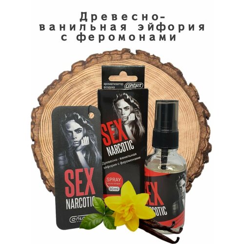 Ароматизатор для дома, офиса, автомобиля/ в машину Елка+Спрей CONTACT SEX NARCOTIC BLACK с ароматом 