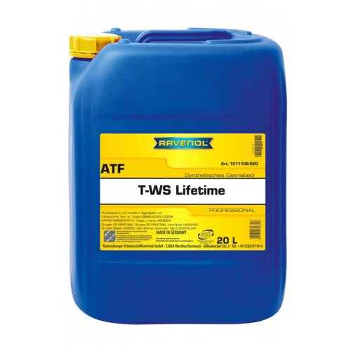 Масло трансмиссионное RAVENOL ATF T-WS Lifetime, 20 л фото, описание