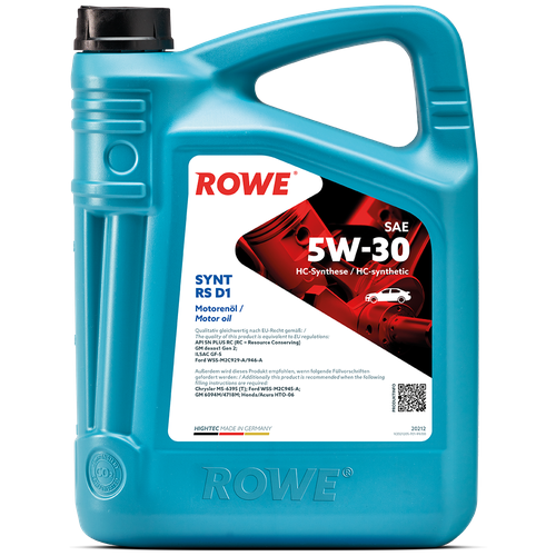 Синтетическое моторное масло ROWE Hightec Synt RS D1 SAE 5W-30, 5 л, 1 шт. фото, описание